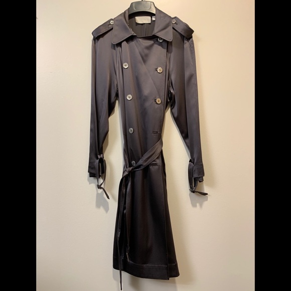 Opaque Grey 100% Silk Coat - Picture 1 of 6